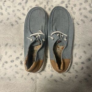 Corkys Blue and Tan Flats